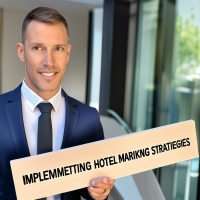 Hotel Marketing Manager Holding a Sign named 